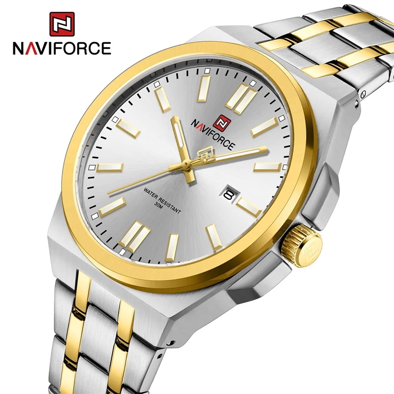 Naviforce-メンズリストバンド オリジナル 防水 発光 クォーツ ステンレススチール 2023
