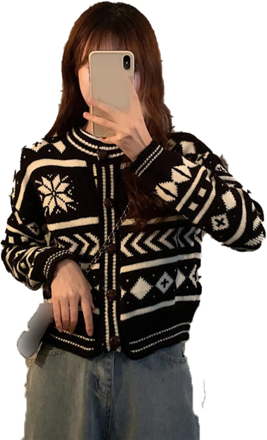 カーディガン クルーネック アウター 羽織る 幾何柄 レディース セーター 長袖 アウター トッパーカーディガン きれいめ ニットセーター お洒落 ショール お出かけ 羽織