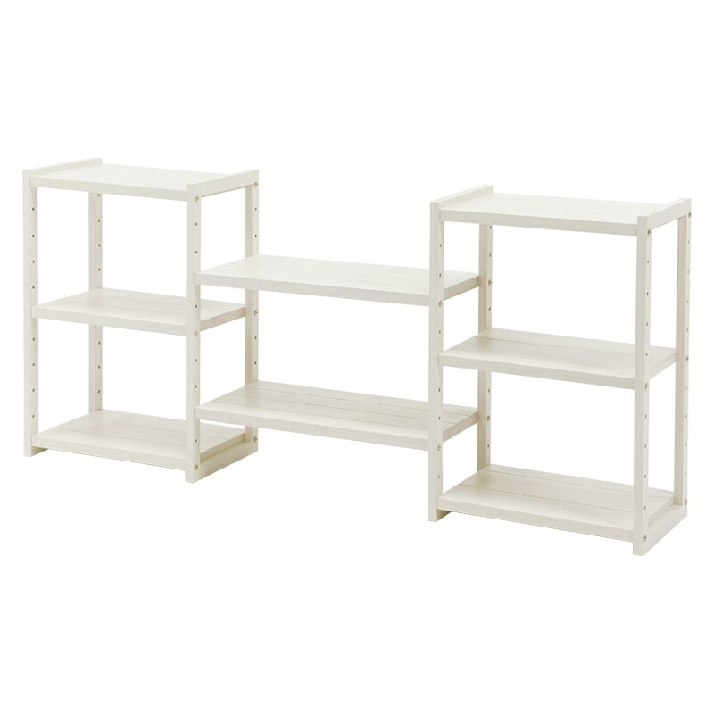 ラック（ホワイトウォッシュ）　MCC-6252WS高さが多段調整できる天然パイン材のシステムマルチラックTV台と本棚を一つで担えます