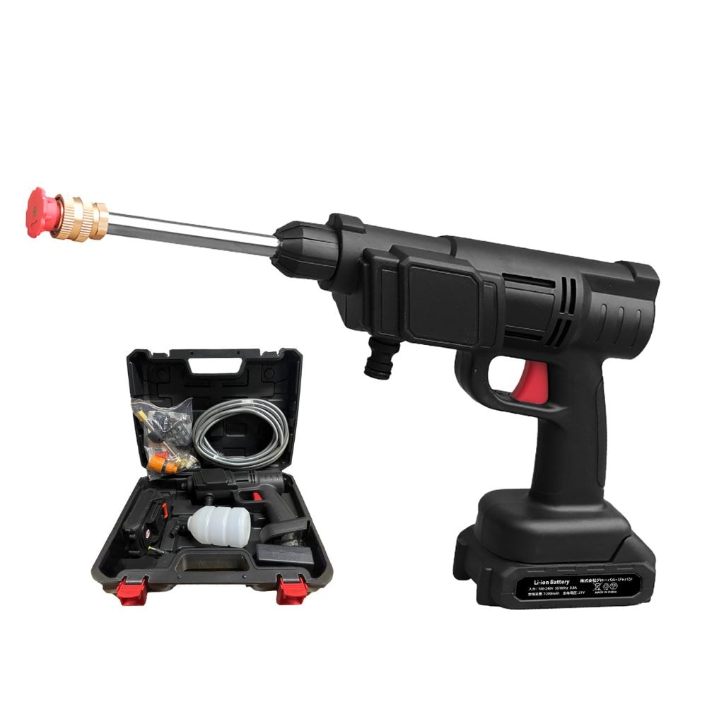 マジカルウォッシュ 高圧洗浄機 12点セット コードレス 充電式 ポケッタブル コンパクト バッテリー付き 水道不要 家庭用 ノズル3種 強力 軽量 ペットボトル バケツ ホース 水 泡 強力 掃除