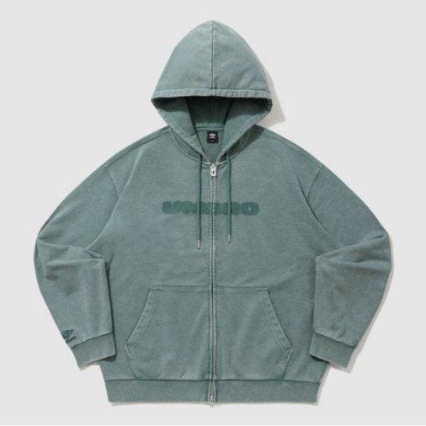 フードジップアップ KQF UQ121CFT22-BGN ウォッシュドニットフーディージップアップ / BLUE GREEN