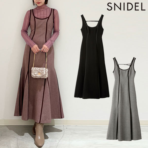 【SALE40%OFF】【即納】 スナイデル SNIDEL ワンピース 24秋冬 Uネックジャンスカ ドレス ロング丈 ノースリーブ swfo245054