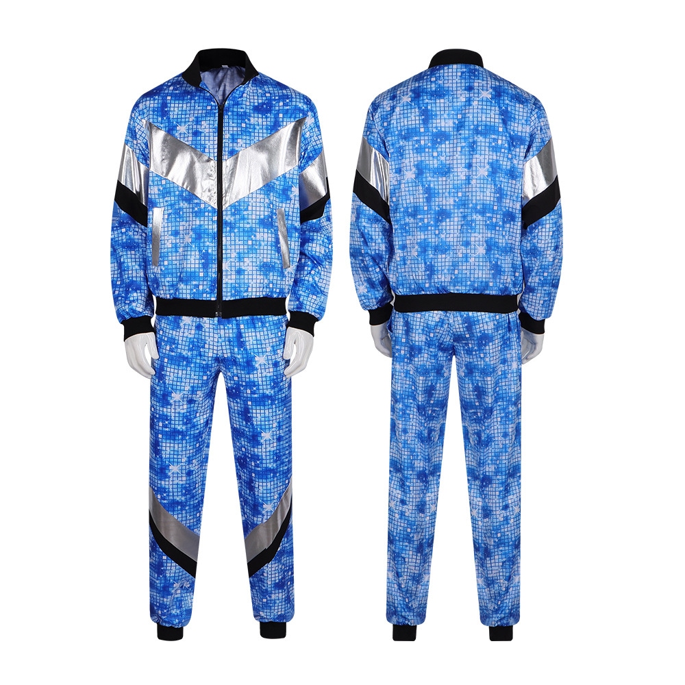 【速達!】レトロな流派対舞台パフォーマンス服80代ディスコ衣装ジャケットパンツスポーツウェア