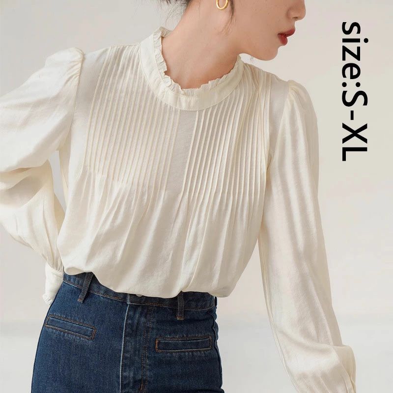ブラウス レディース 長袖ブラウス 春夏 オフィス ブラウス パフスリーブ オシャレ 立ち襟 ブラウス 復古風 韓国風 大人 通勤OL シャツ 40代 30代 50代 20代 新作 着痩せ UVカット