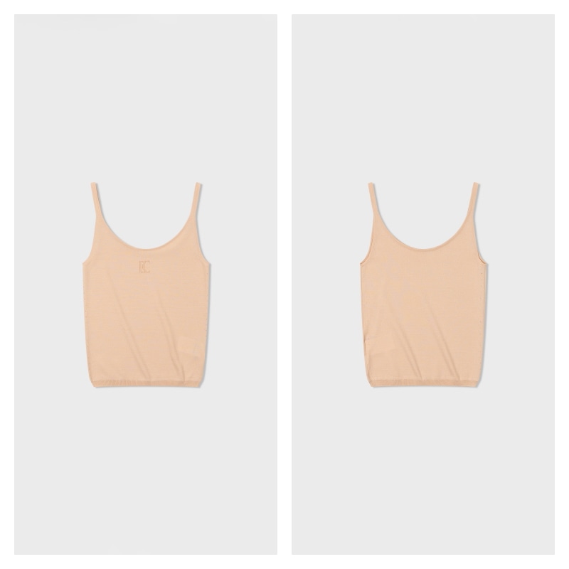 【LOW CLASSIC】 LC LOGO SLEEVELESS KNIT TOP : LIGHT PINK