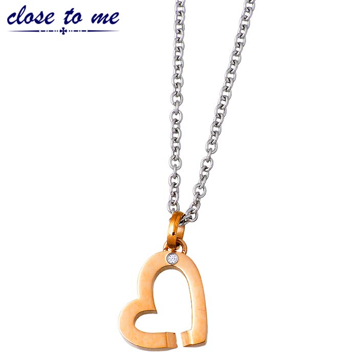 クロストゥーミー close to me ステンレス ネックレス ハート CZ 金属アレルギー対応