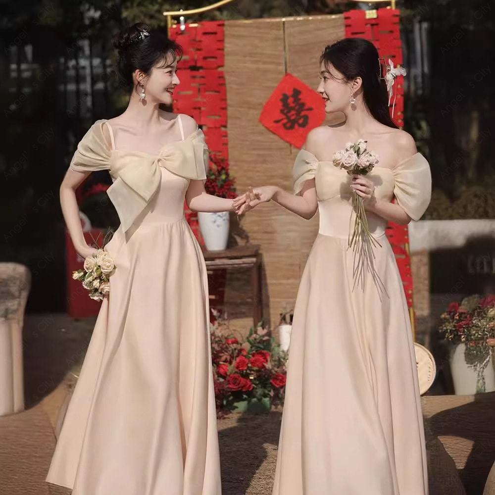 今年人気のドレス薄いガウンのシャンパン新しい夏のシニア感覚成人式 演奏会 発表会 卒業式 結婚式-12