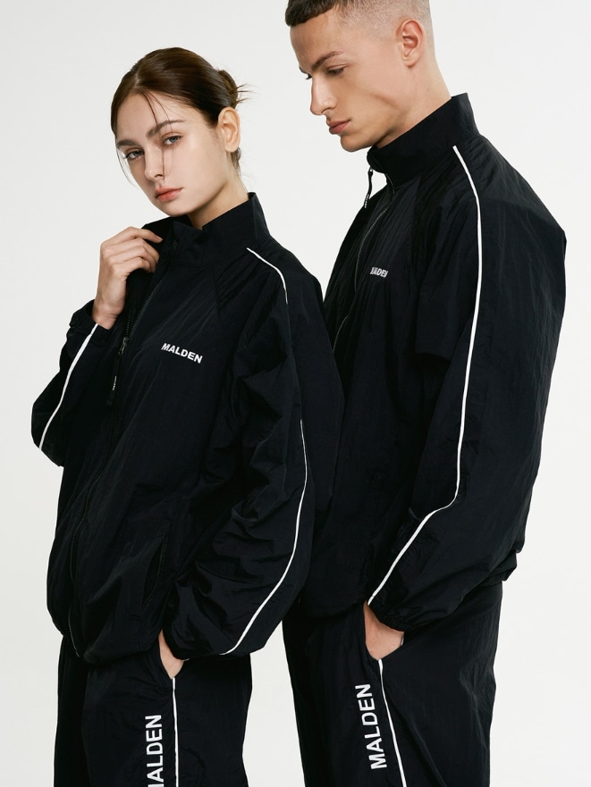 パイピングウィンドブレーカージャケット（ブラック）UNISEX