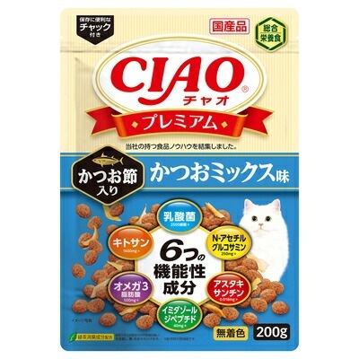 【12個セット】いなばペットフード CIAOプレミアムかつお節入りかつおミックス味200g