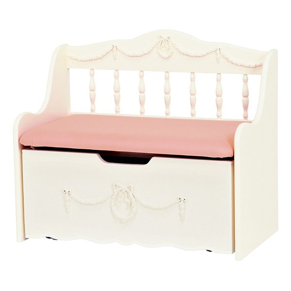 ベンチチェスト 子供部屋 収納ボック アンティーク調 ホワイト/ピンク RH-1850WH