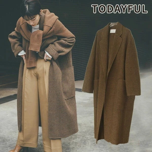 【限定セール】トゥデイフル TODAYFUL winter アウター Wool Over Coat ウールオーバーコート ロング丈 長袖 チェックジャケット