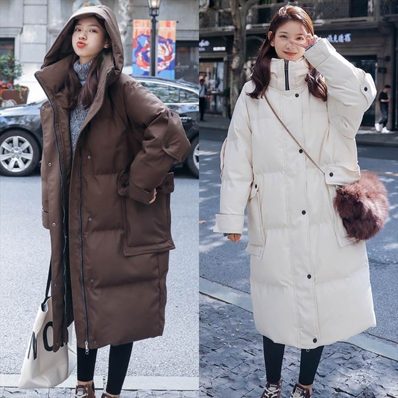 4色 ダウンコート ロング レディース もこもこ アウター フード付き スタンドカラー 大人可愛い カジュアル 茶色 ホワイト 白 ワインレッド 赤 ブラック 黒 ロング丈 モコモコ 上着 ロングダウ