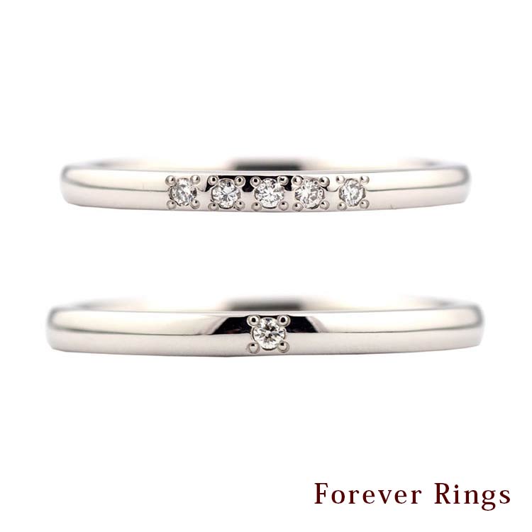 フォーエバーリングス 結婚指輪 選べる Pt900 K18YG K18PG ダイヤモンド パスカル