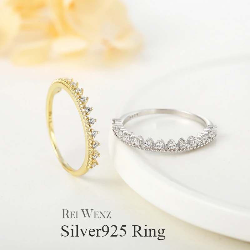 【高品質Silver925】リング 華奢 おしゃれ エタニティリング Silver925 金属アレルギー 対応 フリー 金アレ キュービックジルコニア CZ ラインストーン ゴールド プラチナ シ