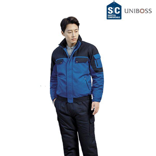 ユニボス UBS1499 冬季作業着 パディング 作業服 ブルー