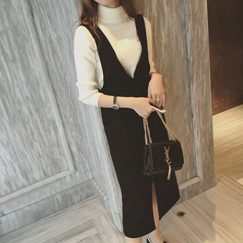 レディース ジャンスカワンピース サロペットワンピース ジャンパースカート スリット入りワンピース