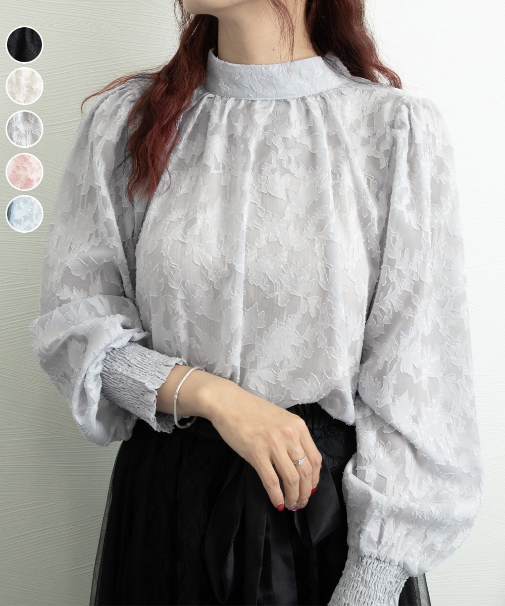 国内即納 シアーブラウス バルーンスリーブ 韓国風 83NRHUA-001