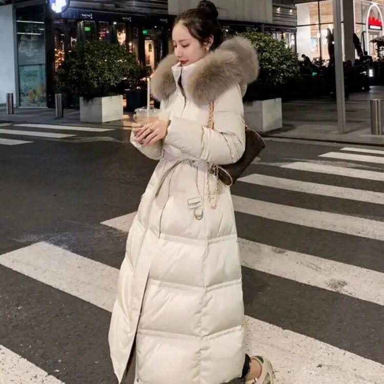 ダウンジャケット ダウンコート 無地 ロング ボタン ポケット フード ダウンジャケットコート [2カラー]