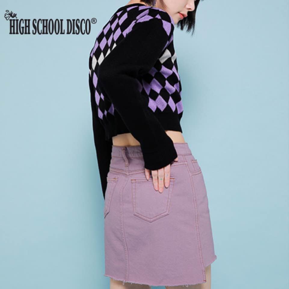 HIGHSCHOOLDISCO 公式 カラーアンバランススカート ミニスカート 韓国正規品