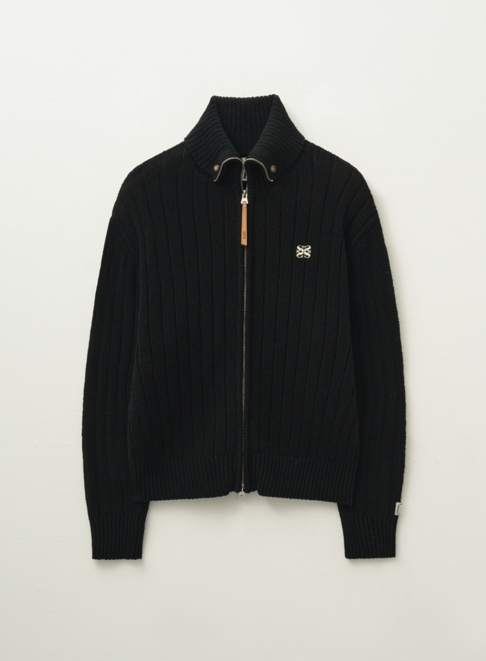 【SATUR】 FARO BOUCLE KNIT ZIP-UP : BLACK