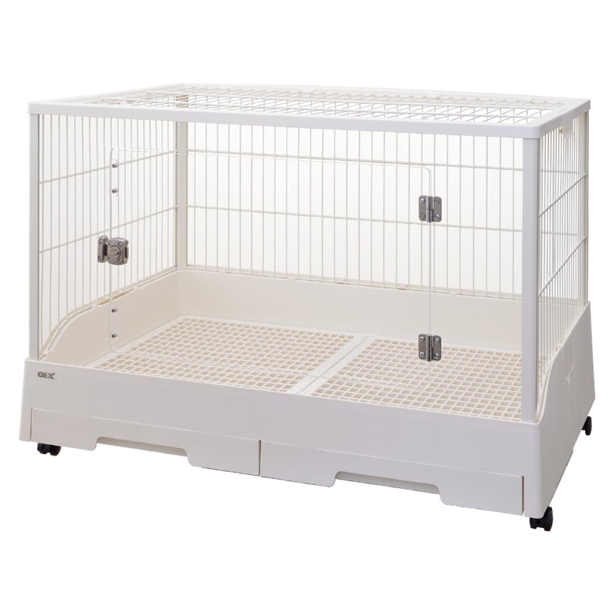 【在庫有・即納】GEX(ジェックス) クリアフロント80　小動物用 ウサギ用 ケージ 天面ワイヤーパネル 2分割すのこ キャスター付