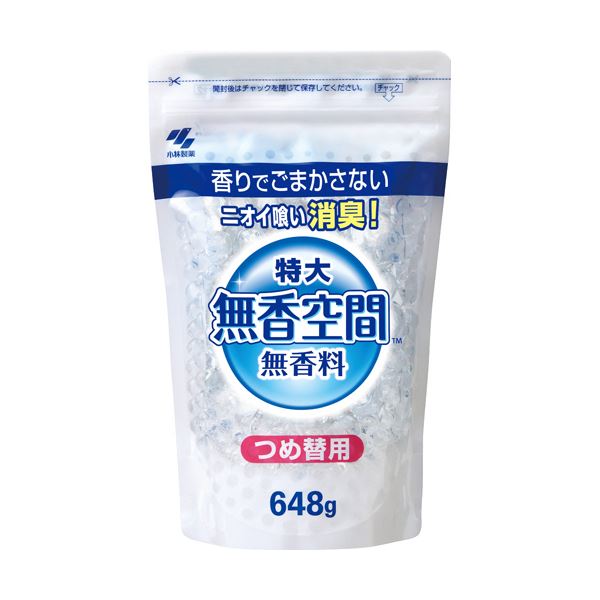（まとめ）小林製薬 無香空間 特大 つめ替用648g 1個 [x10セット]
