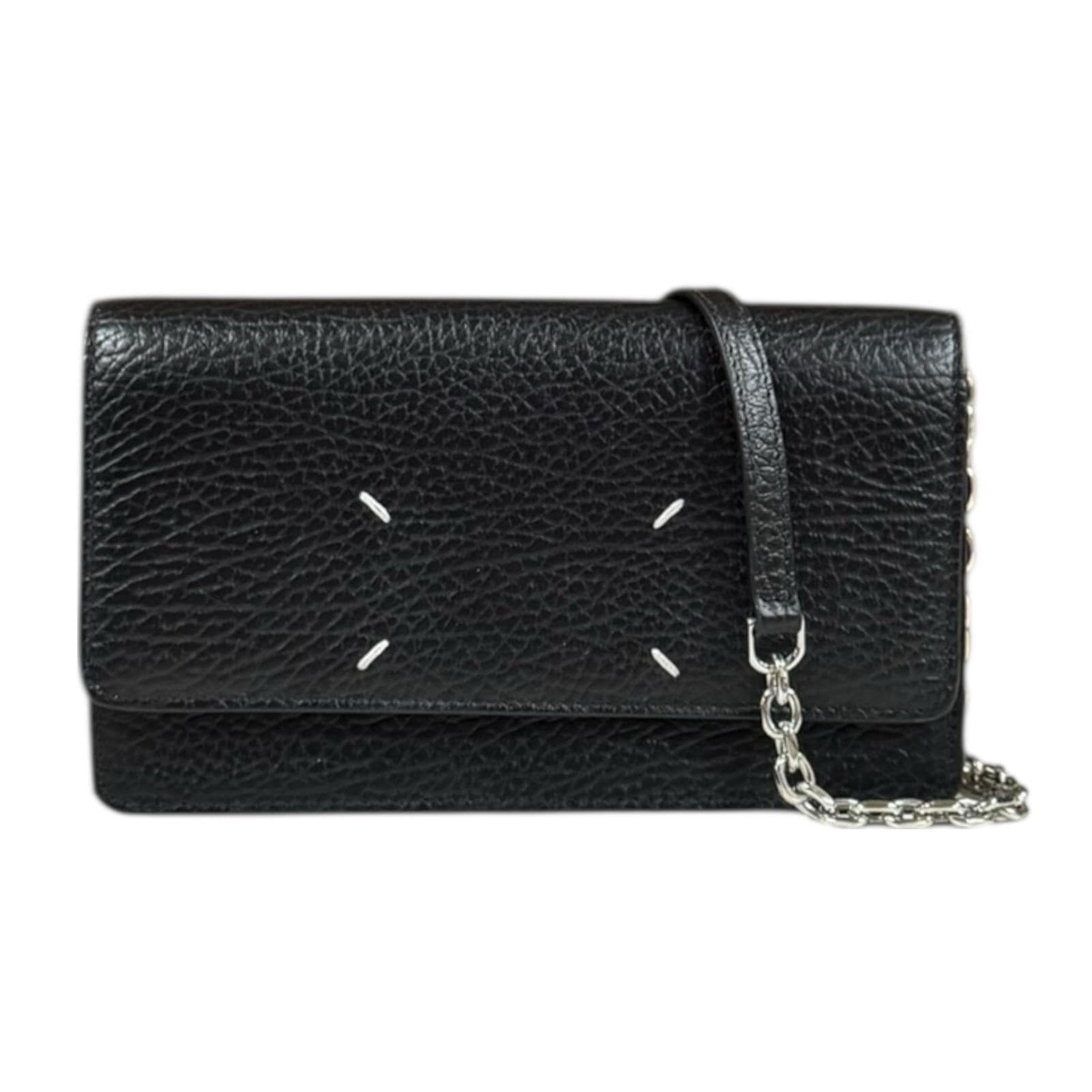 メゾンマルジェラ 4ステッチチェーンウォレット ショルダーバッグ レザー SA3UI0008 P4455 T8013 ブラック MaisonMargiela 中古