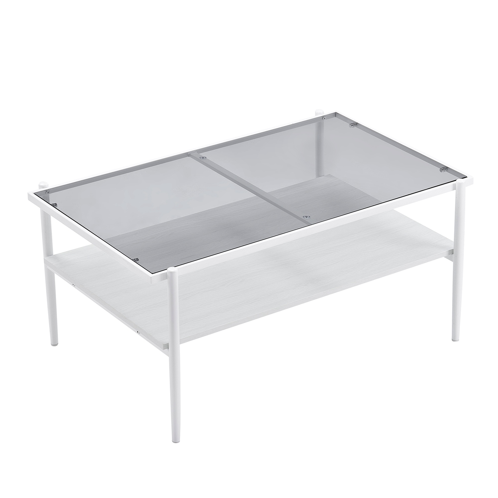 E88収納付きセンターテーブル ローテーブル センターテーブル ガラステーブル 二段収納 強化ガラス おしゃれ リビング 一人暮らし スチール脚 ガラス天板 幅90 6,000円