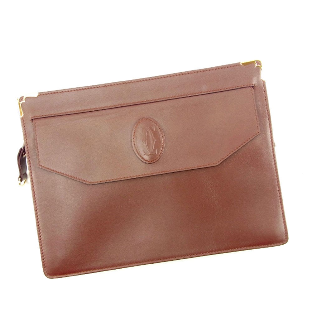 クラッチバッグ セカンドバッグ マストライン ボルドー ゴールド 中古