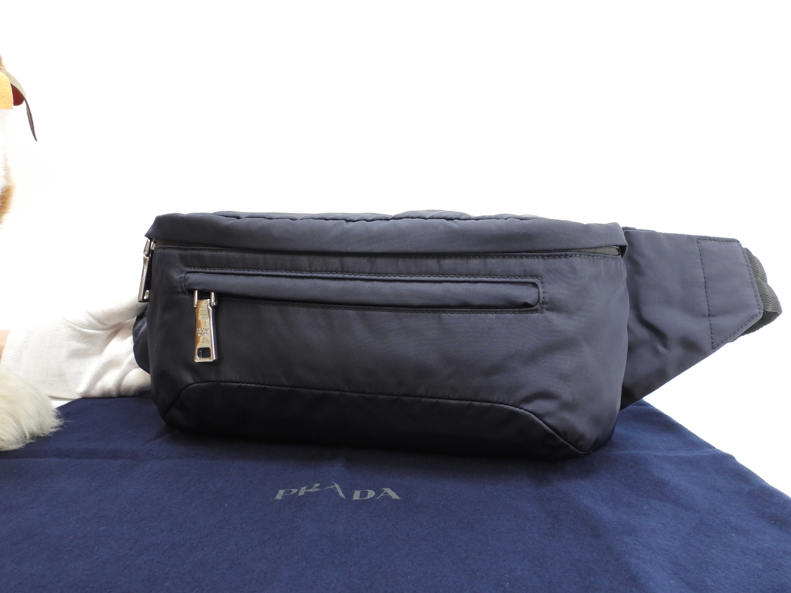 ボディバッグ ナイロン 紺 ウエストバッグ バムバッグ 美品@173 2