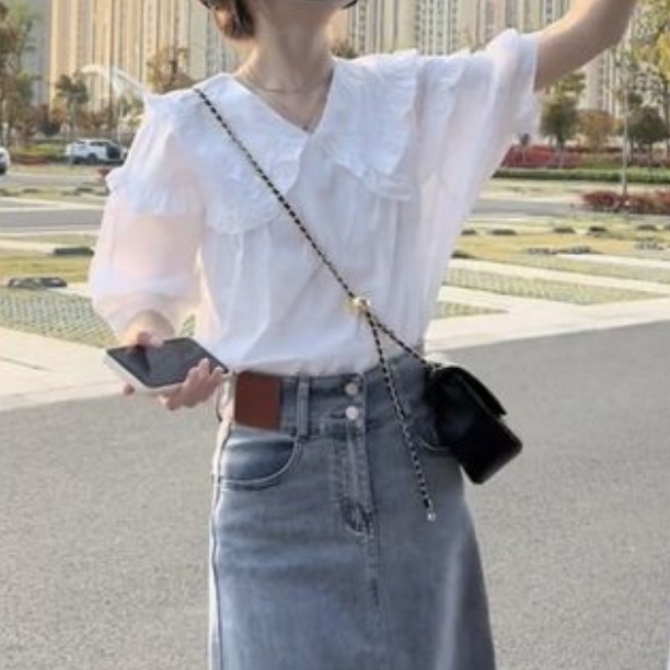 トップス デート シャツ ブラウス カットソー 袖あり 半袖 かわいい 大人可愛い きれいめ シンプル カジュアル 大人 上品 おしゃれ お洒落 主役級 存在感 夏 10代 20代 30代 レディース