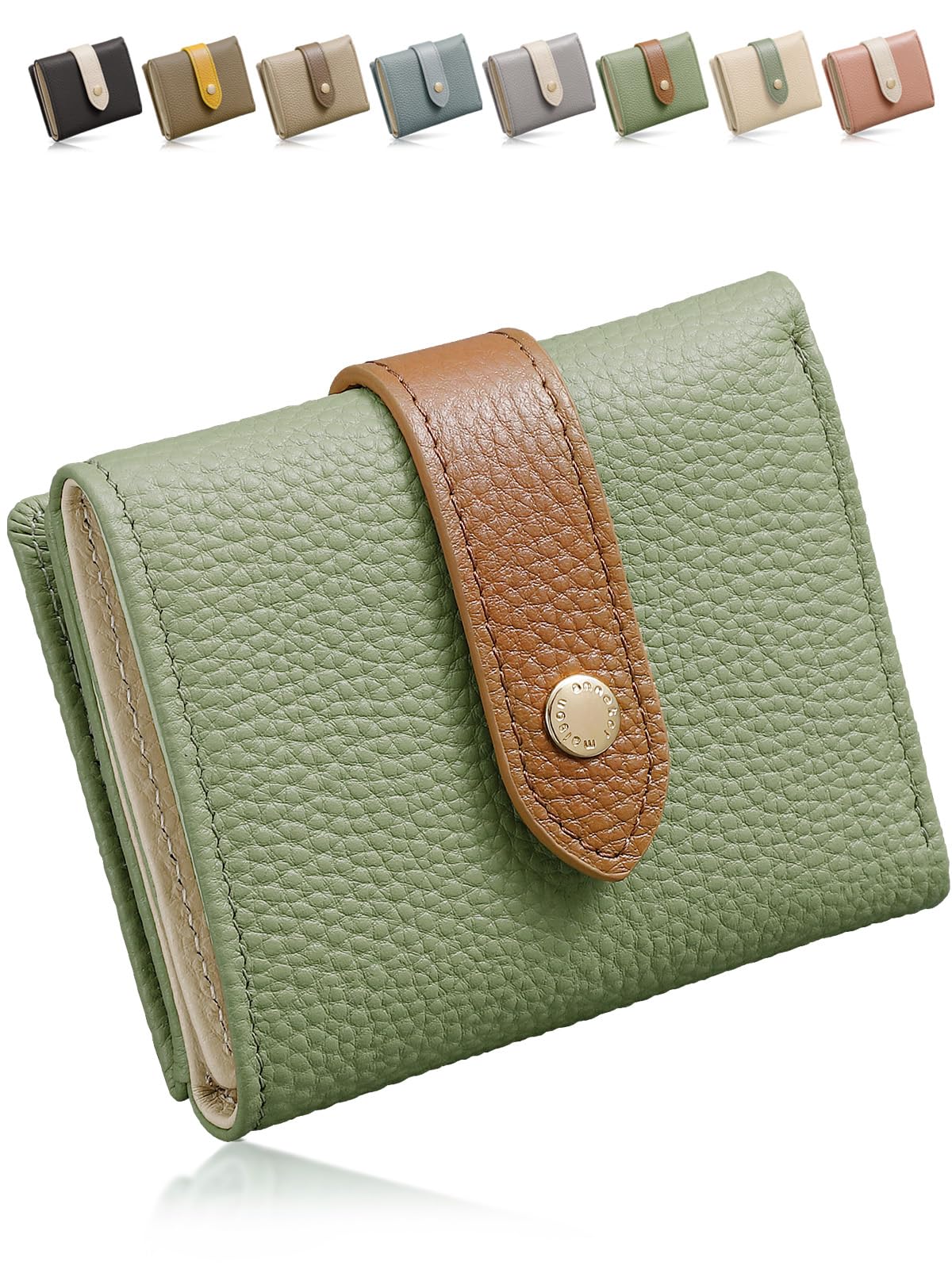 [アンコール] ミニ財布 本革 【高見え バイカラー】 三つ折り 財布 レディース ミニウォレット 小さい スキミング防止 折り畳み 軽量 コンパクト みつおり財布 ギフト (ピスタチオ×シナモンブラ