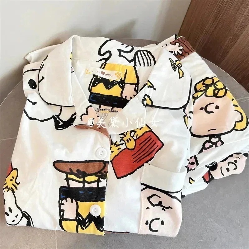 大人気！ スヌーピーSnoopy パジャマ かわいい 春夏 ルームウェア セットアップ レディース 部屋着 上下セット 長袖 パンツ ズボン パジャマ上下セット 8,956円