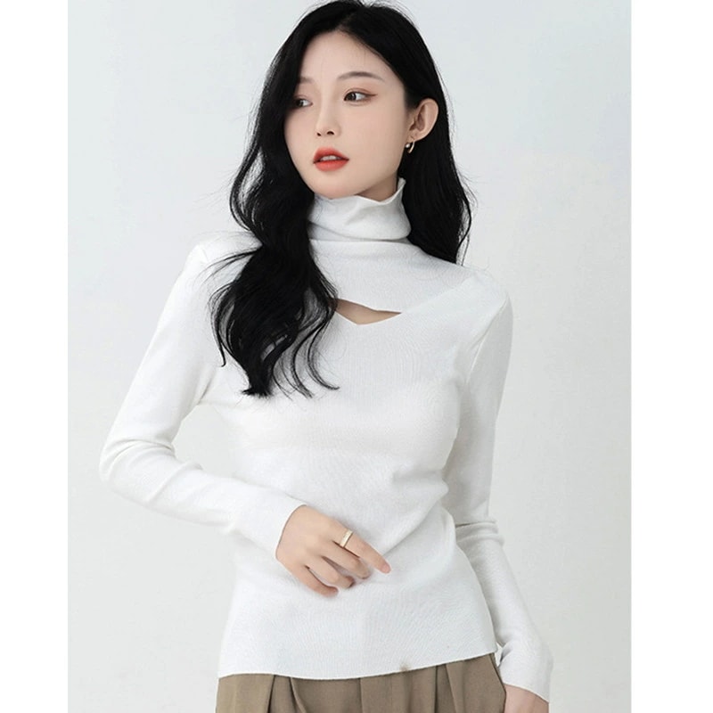 セーター レディース ハイネック タートルネックセーター トップス ストレッチ ニット インナーセーター 長袖 秋冬 スリム プルオーバーセーター リブセーター 無地 カジュアル 大きいサイズ ニット