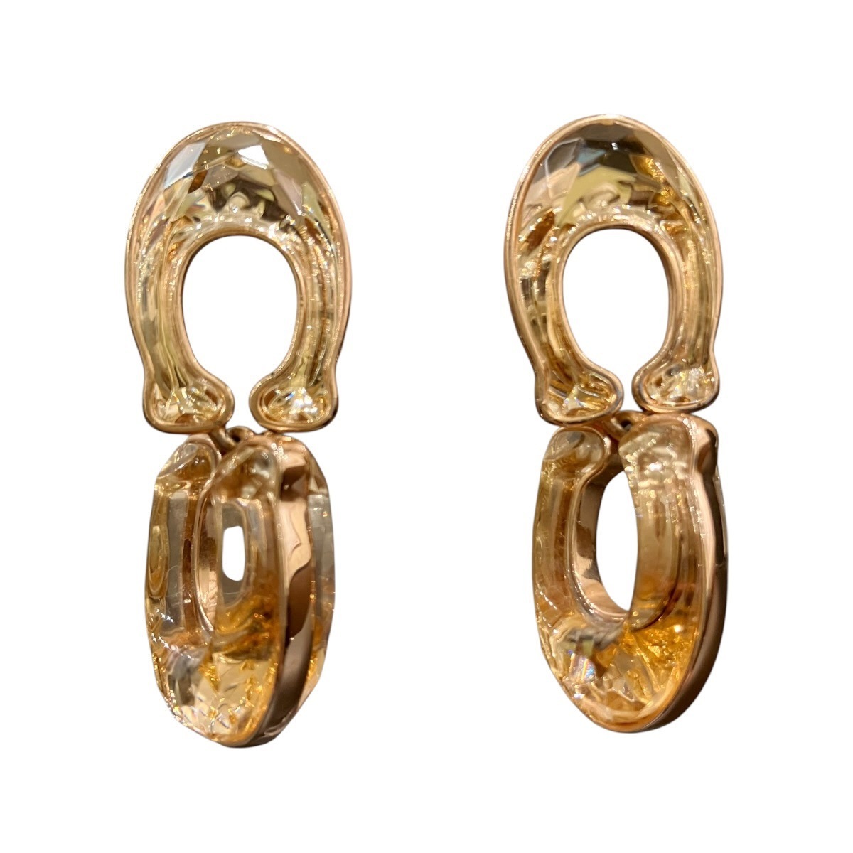 コーチ ファセット クリスタル シグネチャー ダブル ドロップ ピアス ピアス　アクセサリー 総重量約14.8g GP レディース 中古