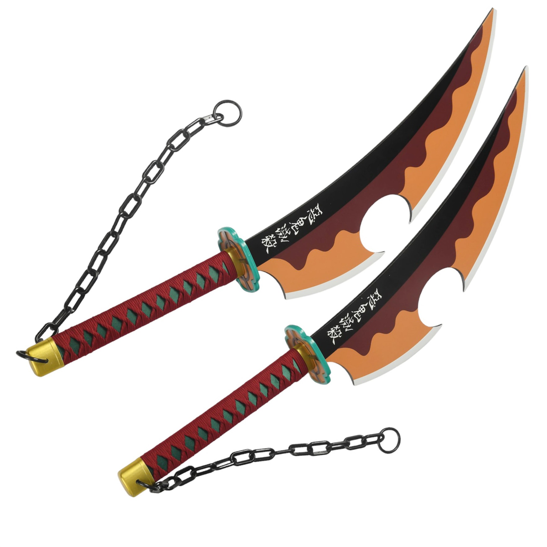 日輪刀　宇髄天元　日本刀　木　82cm　曲刃　道具　武器　コスプレ道具 撮影道具 おもちゃ 手遊び ハロウィン コスプ　日輪刀　武士サムライ　ハロウィン イベント 学園祭（天元2本）