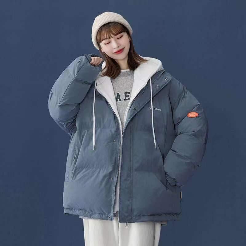 冬アウター 原宿系 百掛け ins フェイクレイヤード コットンジャケット ゆったり 可愛い 綿入れ ショート トップス レディース ジャケット