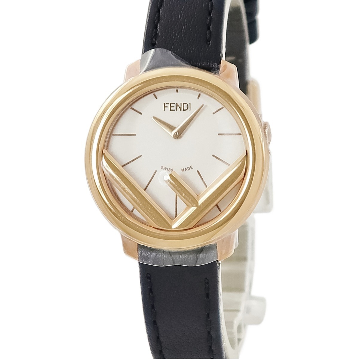 エフ イズ フェンディ ラナウェイ 28MM F710524011 クオーツ レディース 未使用 ホワイト×ゴールド 3年保証