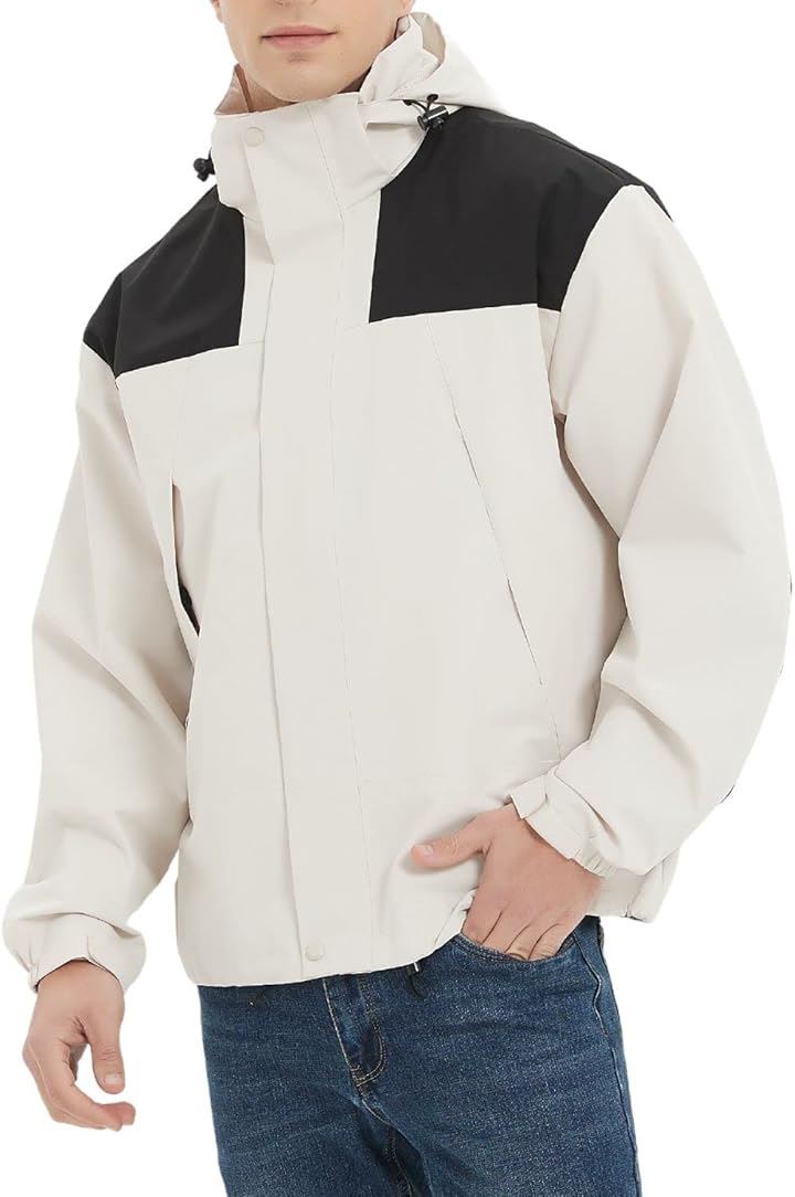 マウンテンパーカー メンズ ウェア 登山 ジャケット アウトドア 登山服 防寒 撥水 カジュアル かっこいい バイク 釣り キャンプ 自転車 トレッキング(オフホワイト, M)