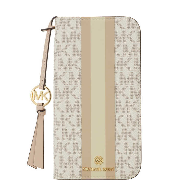 マイケルコース　Folio Case Stripe TasselCharm Magsafe iPhone 15 Pr MICHAEL KORS Vanilla　MKSTTCVNLFLIP2361P