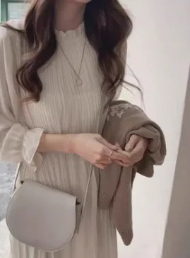 ワンピース レディース ミモレ 長袖 フリル袖 カシュクール ハイネック ウエストリボン かわいい 大人可愛い きれいめ シンプル カジュアル 上品 おしゃれ ガーリー かっちり ラブリー キュート