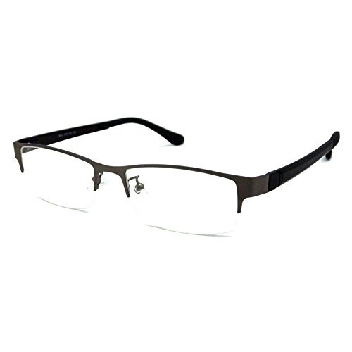 [sb]VINTAGE Designer Metal Frame Half Rim Clear Lens Eye Glasses GUNMETAL/BLACK[USA]