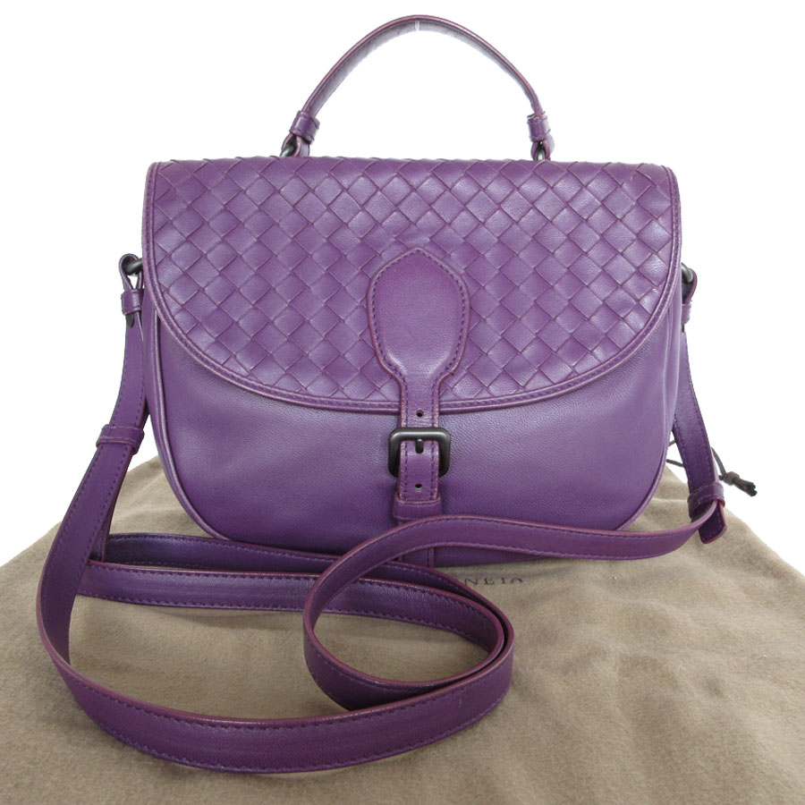 ボッテガヴェネタ BOTTEGAVENETA ハンドバッグ 斜め掛けショルダーバッグ イントレチャート レザー パープル レディース s0668g