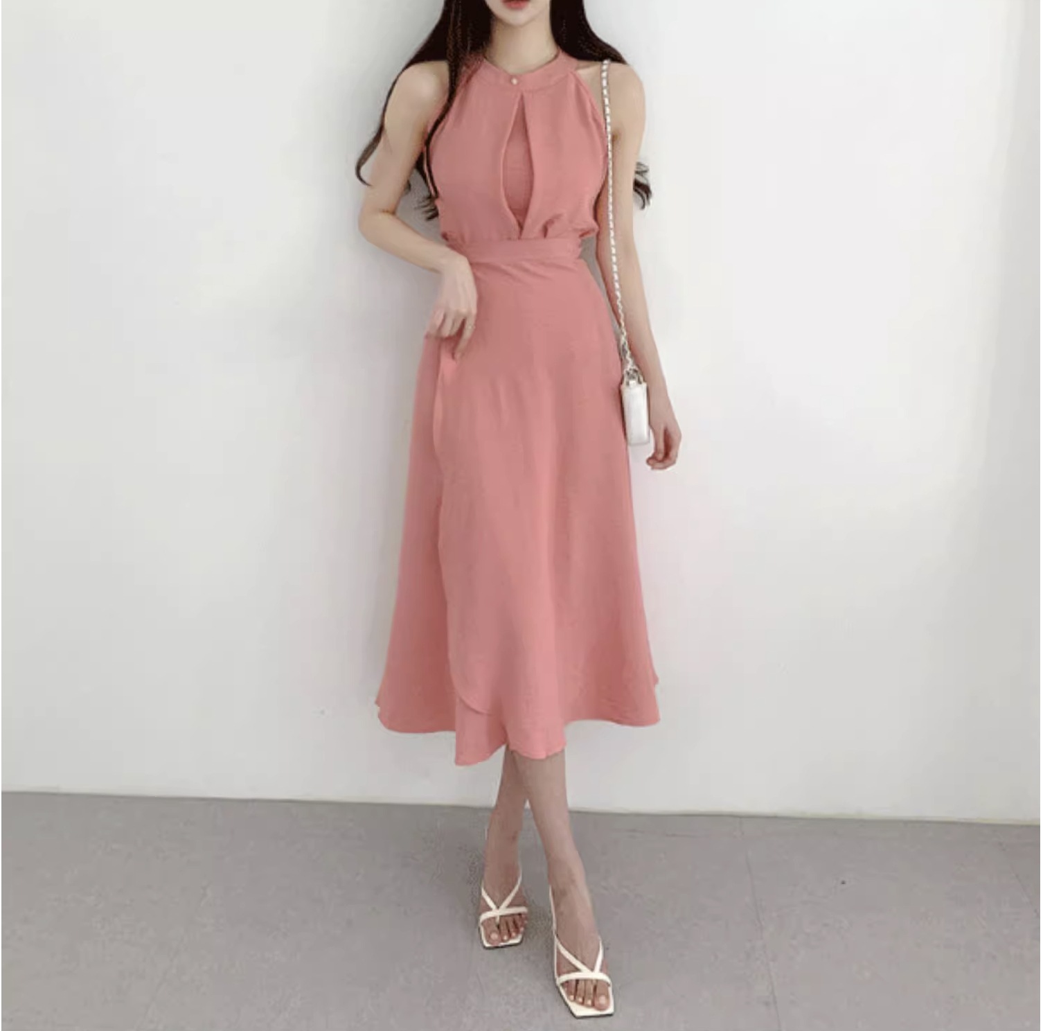 トップス スカート セットアップ 上下セット レディース プルオーバー アンサンブル マーメイド ラップ 個性的 人気 春服 夏服 ロング 丈長 ノースリーブ 袖なし クルーネック 丸首 U