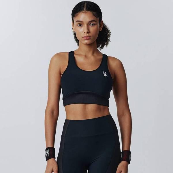 女性トレーニング リブ 配色 ブラトップ SPIFCNBR251WBLK 710256