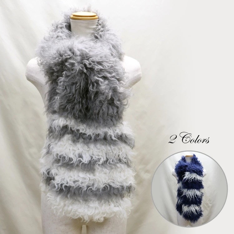 カルガンラム 編込み ロング ファー ストール 送料無料 レディース ギフト プレゼント