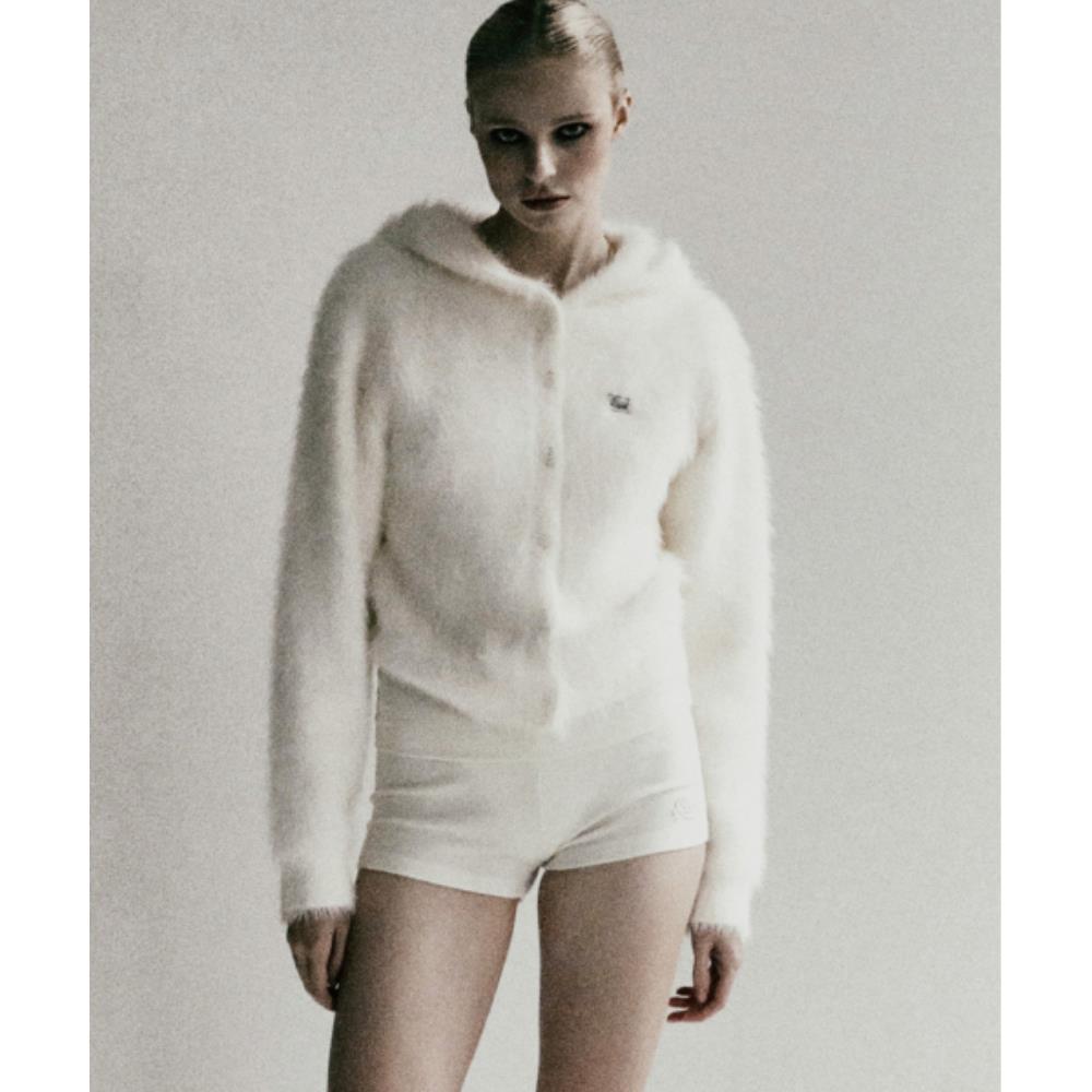 BADBLOOD BS Mohair Hooded Cardigan Cream w-cdg24-033