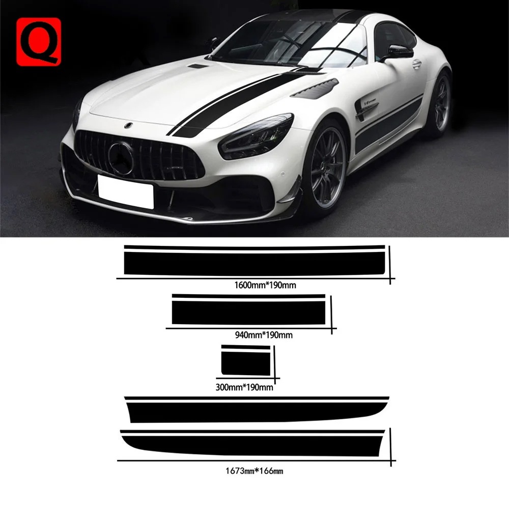 メルセデスベンツ AMG GT C190 R190 GTS GTR GTC 用 ボンネットデカール ルーフ リア ボディサイド ストライプ スカート ステッカー 2015-2021 アクセサリー 輸入