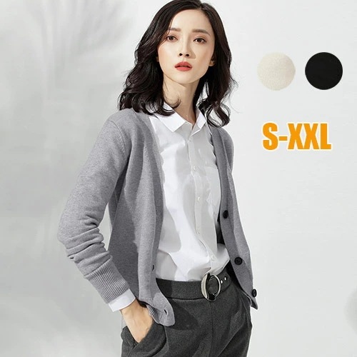 オフィス カーディガン 冬 ニット 厚手 セーター レディース 長袖 秋 大きいサイズ Vネック 前開き ショート丈 可愛い チュニック 無地 カジュアル トップス 洗える おしゃれ シンプル 着やせ