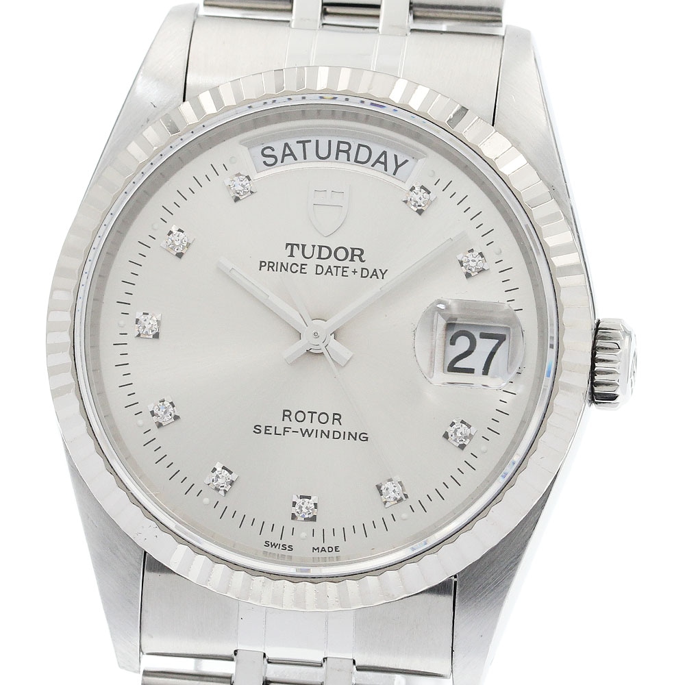 チュードル TUDOR 76214 プリンス デイトデイ WGベゼル 10Pダイヤモンド 自動巻き メンズ 保証書付き_917827【中古】